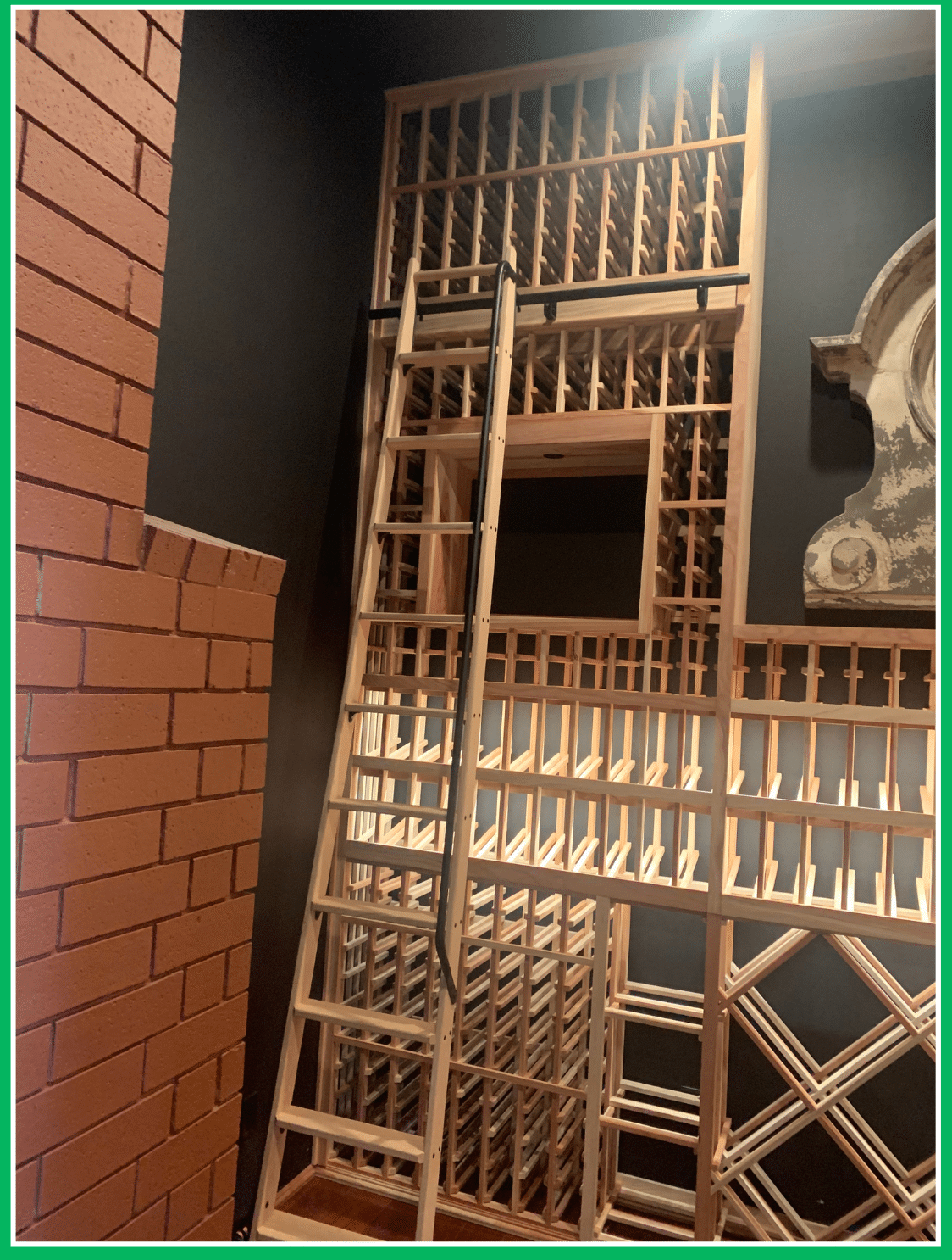 sliding ladder of custom wine racks